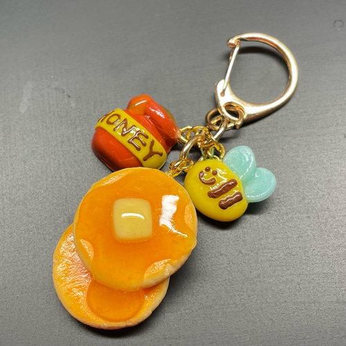 受注生産》はちみつパンケーキ(壺)キーホルダー フェイクスイーツ