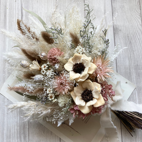 パインフラワーのブーケ 〜モーブピンクとブラウン〜 ＊ウエディング