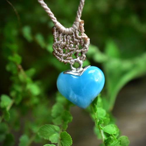 ドミニカ直送】ラリマー・プチハート型ペンダントトップ