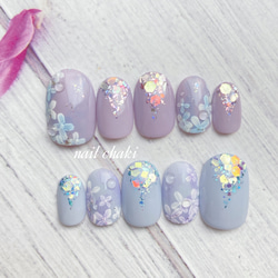 紫陽花の宴 - あじさい アジサイ 水滴 梅雨 ブライダルネイル 結婚式