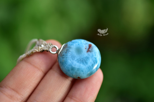 Marudama Red ★ Larimar Macrame 吊墜 381 第2張的照片