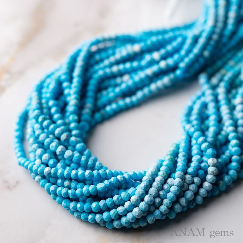 【32㎝】【アリゾナ産】ターコイズ 2mm ボールカット【色のり抜群！】★ANAM gems