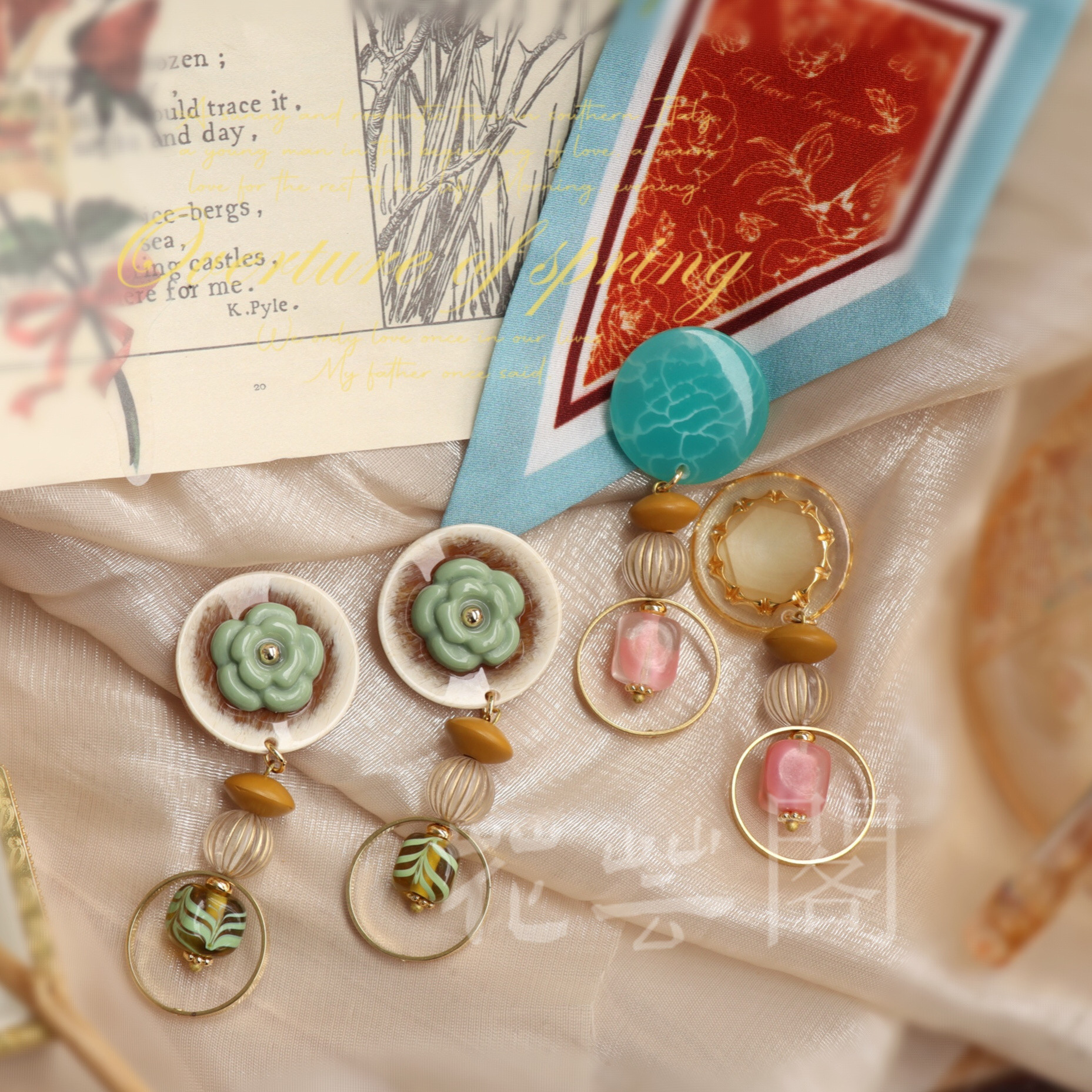 オリジナル   日常 ガラス 小衆 耳飾り イヤークリップ