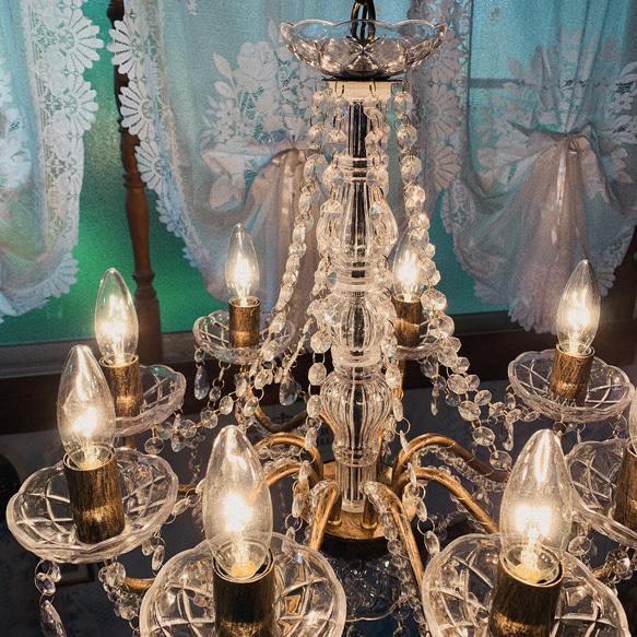 クリスタルガラスシャンデリア 8灯 ガラスアンティーク