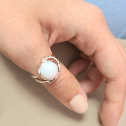 純白✧結びのホワイトオニキスリング ＊天然石＊PY-184《送料無料