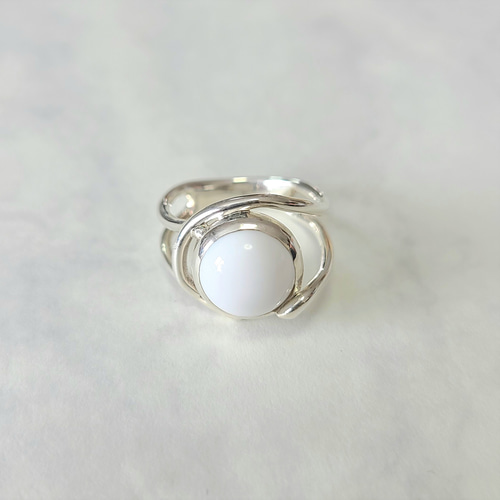 純白✧結びのホワイトオニキスリング ＊天然石＊PY-184《送料