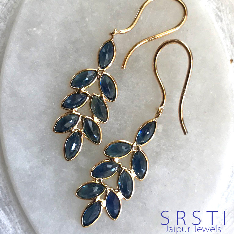 ★１点物★　ダークブルーサファイア K18ゴールドイヤリング