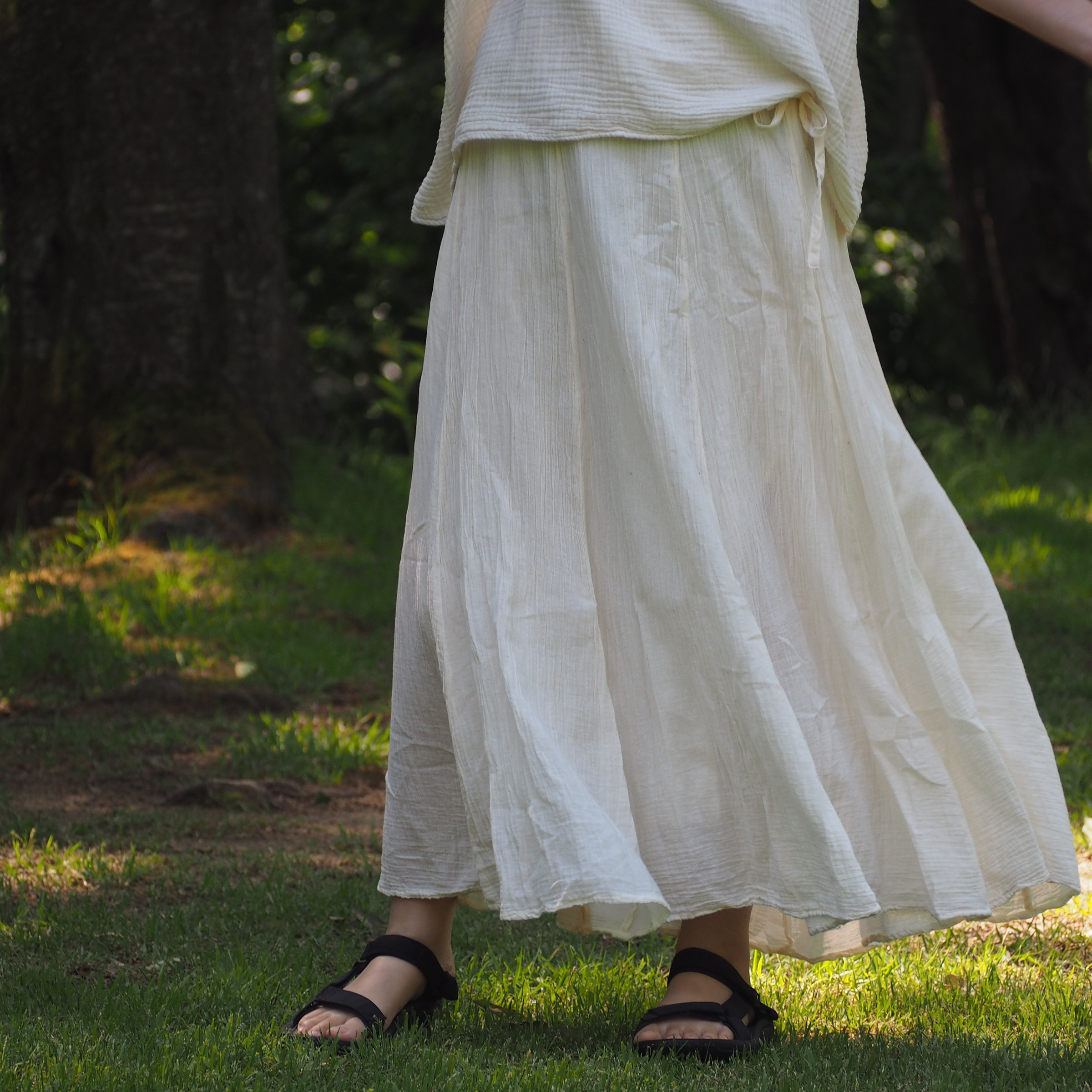 スカート ロング おしゃれ コットン リブスカート 綿 無地 裏地付き 白 黒 赤 カーキ 青