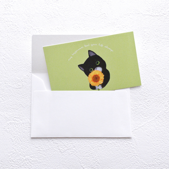 メッセージカード封筒セット（向日葵と子猫/2種類） 8枚目の画像