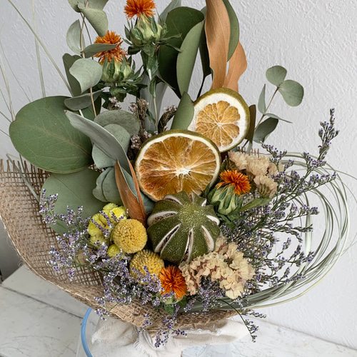 ドライフラワー✩.*˚丸っぽライムのブーケ＆スワッグ スワッグ はない