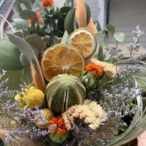 ドライフラワー✩.*˚丸っぽライムのブーケ＆スワッグ スワッグ はない