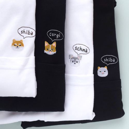 familiar 黒 Tシャツ＆パンツ2点犬の刺繍 90 SALE】選べる犬種41種！ワンポイント刺繍Tシャツ 名入れ可《ブラック