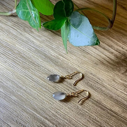 タンザナイト グレームーンストーン ピアス イヤリング 天然石 14kgf