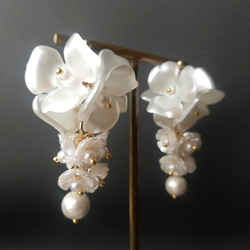 卒業式 和装 花 選べる カスタム 白 金 銀 結婚式 ウェディング ブライダルピアス イヤリング アクセサリー 4枚目の画像