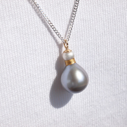 Kintsugi 珍珠長項鍊像香水瓶 | 60cm silver925 drop pearl pendant 第7張的照片