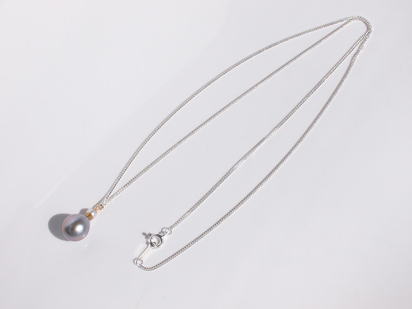 Kintsugi 珍珠長項鍊像香水瓶 | 60cm silver925 drop pearl pendant 第5張的照片