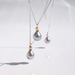 Kintsugi 珍珠長項鍊像香水瓶 | 60cm silver925 drop pearl pendant 第4張的照片
