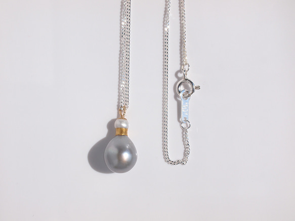 Kintsugi 珍珠長項鍊像香水瓶 | 60cm silver925 drop pearl pendant 第6張的照片