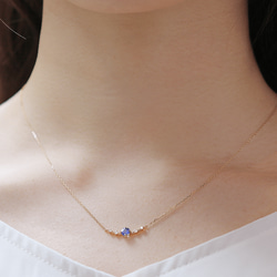 K18 坦桑石和鑽石項鍊（圓形切割）~Ello Lily~十二月生日石 第2張的照片