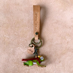 動物森林-青蛙王子-真皮植鞣 皮革鑰匙圈 吊飾 動物造型 第5張的照片