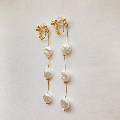 円盤形パール／イヤリングorピアス イヤリング・ノンホールピアス ico