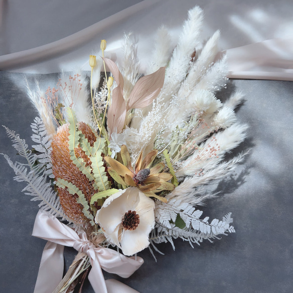 バンクシア&ココフラワーwhite natural bouquet 3枚目の画像