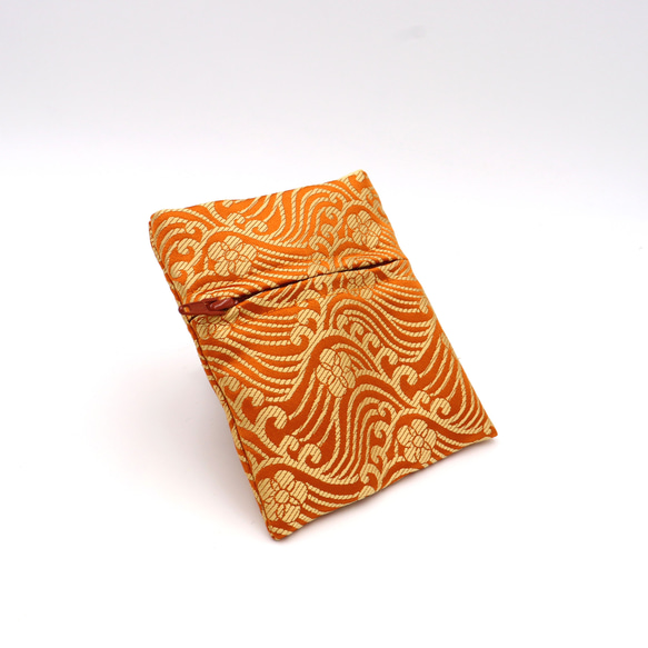 京の錦織　光峯錦織工房　日本の文様を楽しむ　波と梅の柄　ポケット財布 2枚目の画像