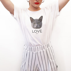 【受注制作・送料無料】うちの子あーと Tシャツ001/ LOVE / ペット・犬猫・うさぎ・カワウソなど動物写真 3枚目の画像