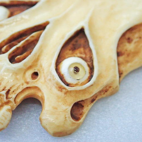 骨董レトロ髑髏野晒しスカル 2個セット 蛇付き 樹脂製