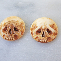 【店主コレクション放出品3】髑髏カメオボタン　牙製   野晒 髑髏 骷髅 骸骨 skull netsuke スカル 根付 14枚目の画像