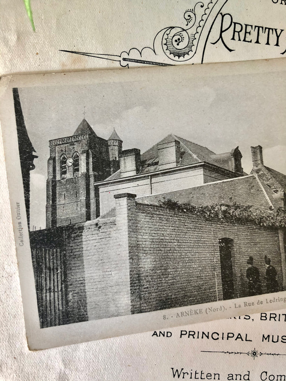 英国で出会った♪ アンティーク<未使用>190０年代初頭頃 フランス北部の小さな村　教会のポストカード 4枚目の画像