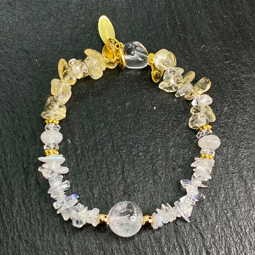 レインボームーンストーン シトリン ブレスレット B0522-04