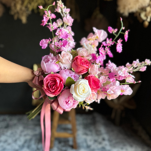 送料無料】ピンク濃淡クラッチブーケ☆ブートニア その他オーダー