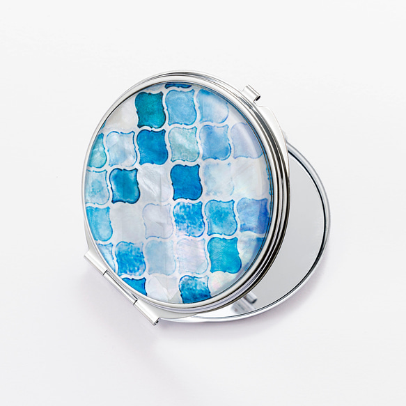 [僅限夏季] 天然貝殼緊湊型鏡子（摩洛哥/海洋）貝殼/拉登藝術 | 推薦用於禮物/禮物 第3張的照片