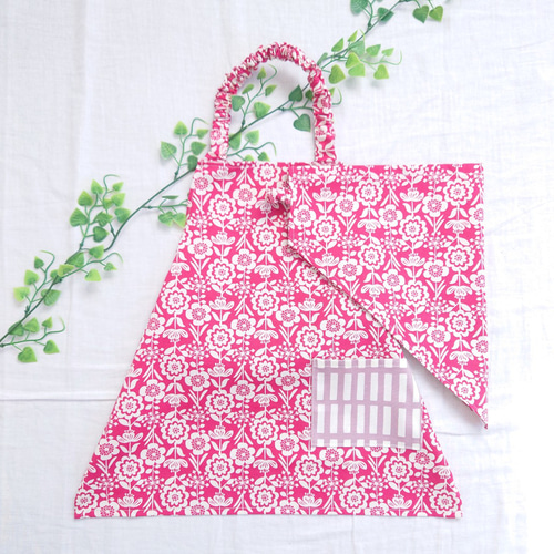 レトロ　花柄・チェック柄三角巾セット SALE！キッズエプロン☆三角巾☆セット☆ゴム☆ポケットつき☆花柄