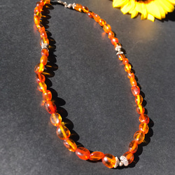 ファイナルセール！☼琥珀ネックレス☼アンバー ふぞろいの粒 シルバー