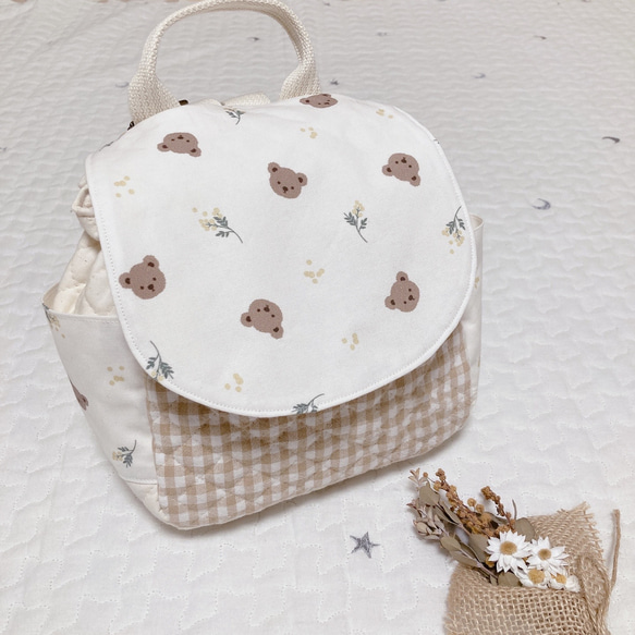 名入れ可】くまさんとミモザのベビーリュック リュック・バックパック