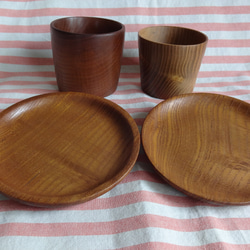 桑の木のミニカップと豆皿2点セット 1枚目の画像