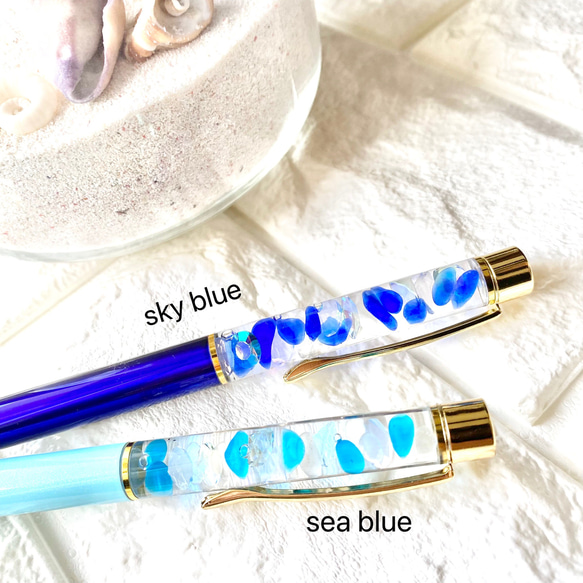 Blue×Blue･:*+.(名入れ可)ハーバリウムボールペン 3枚目の画像