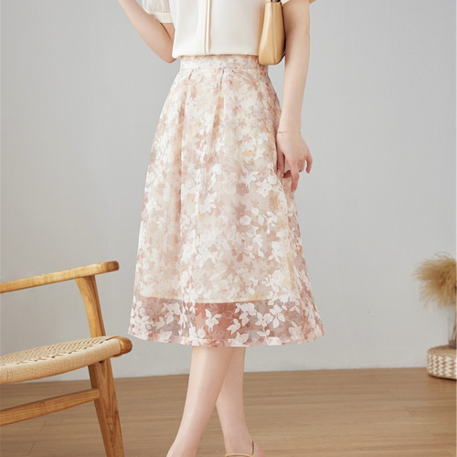 スカート かわいい ロング フレア スカート 白 レース スカート 夏 