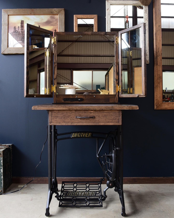 17201992） 家具・インテリア 直接引き取り アンティーク 三面鏡 鏡台