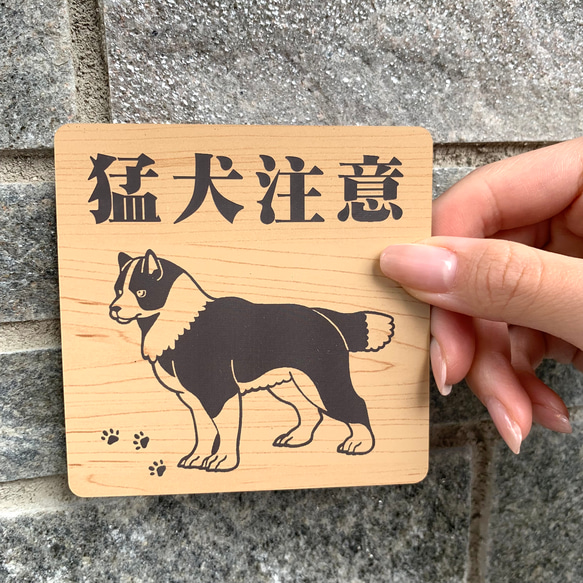 【送料無料】猛犬注意サインプレート ボーダーコリー 愛犬 ペット 防犯対策 猛犬プレート　ペットグッズ 3枚目の画像