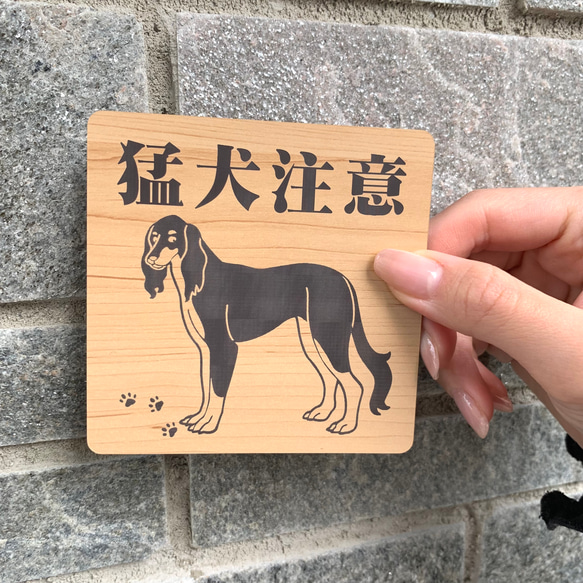 【送料無料】猛犬注意サインプレート サルーキ 愛犬 ペット 防犯対策 猛犬プレート 犬 ドッグ DOG　ペットグッズ 3枚目の画像