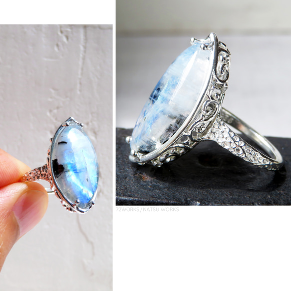 トルマリン in ムーンストーンリング / Tourmaline in Moonstone Ring 3枚目の画像