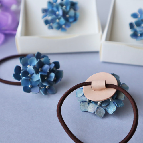 確認ヘアゴム ヘアリボン ツインテール1145あじさい花