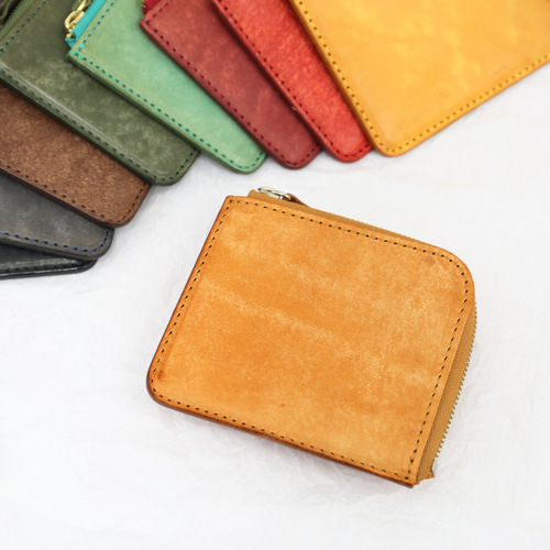 イタリアンレザー L字ジップコンパクトハーフウォレット シンプル 財布