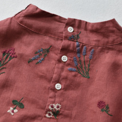 刺繡リネン七分袖シャツ# 4色 ゆったり*レディース  ランタンスリーブ トップス 4枚目の画像