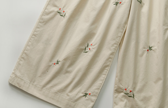 刺繡コットンパンツ# 4色 ゆったり*レディース クロップドパンツ*春夏 12枚目の画像