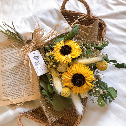 大好評】サマースワッグ 夏到来 ひまわり ドライフラワー スワッグ Le