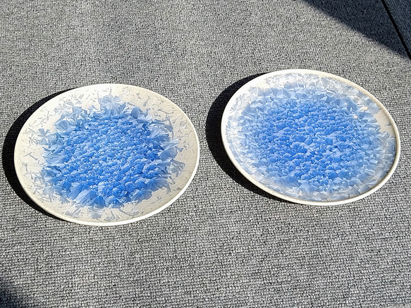 玻璃結晶（青） 平皿【紫陽花ハンドメイド2023】 9枚目の画像